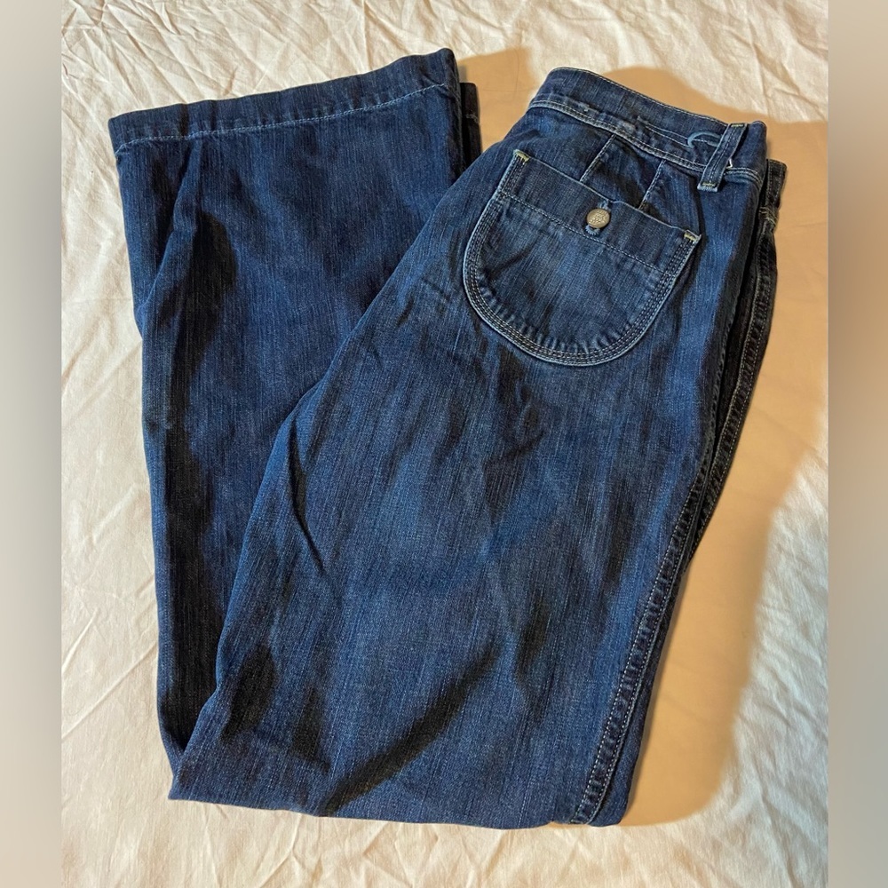 American Eagle Artist Flare Stretch Denim Jeans Blue Women's Size 12 GUC Bell
